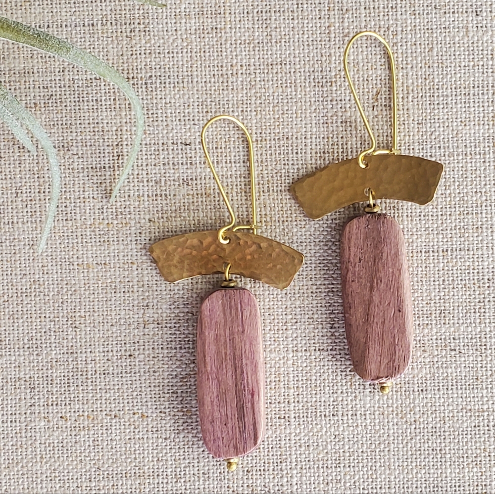 Xuxa Wood and Brass Earrings
